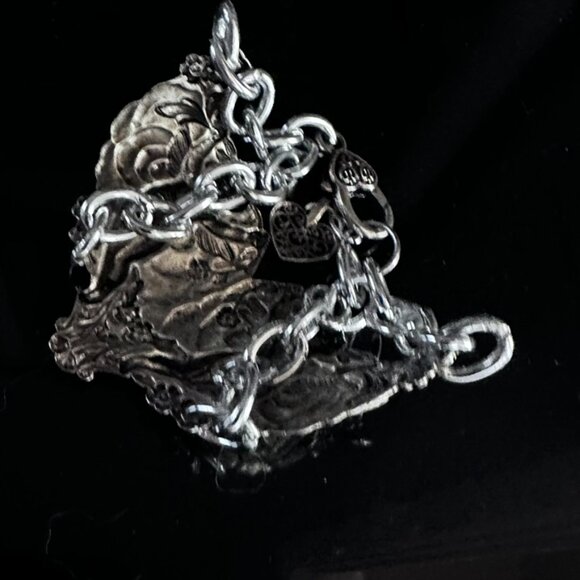 Cherub Chain Angel Bracelet Statement Goth Victorian Gothic Slave Cuff Link - Picture 9 of 10